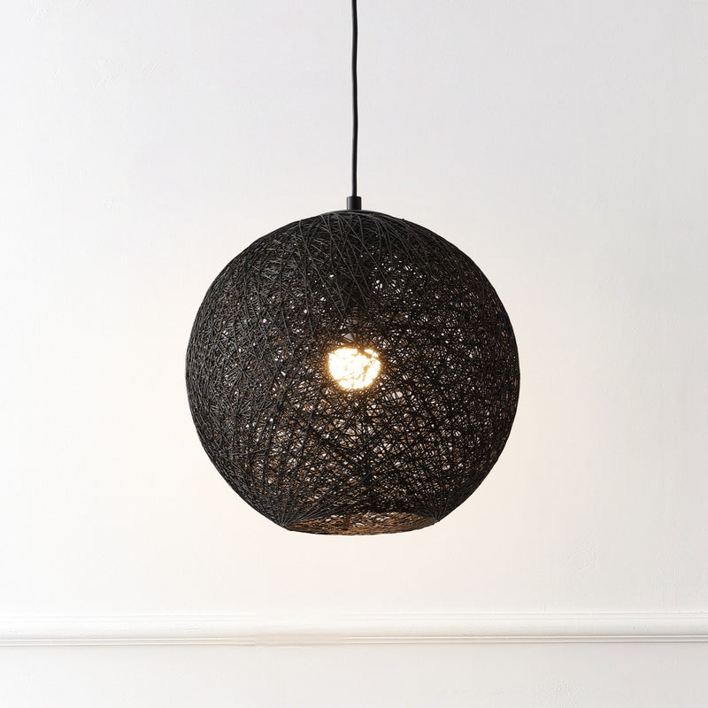 Lacey Bohemian Minimalist Iron/Rope Woven Globe LED Pendant