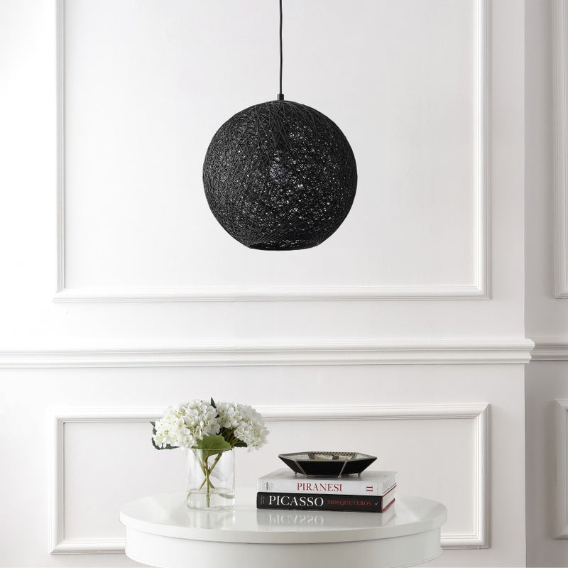 Lacey Bohemian Minimalist Iron/Rope Woven Globe LED Pendant