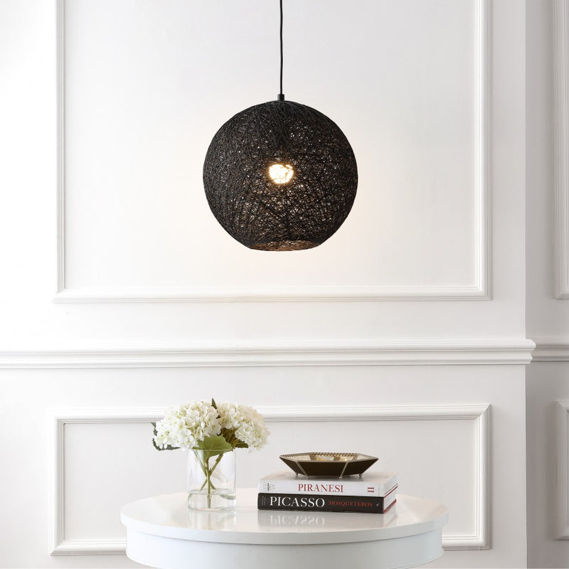 Lacey Bohemian Minimalist Iron/Rope Woven Globe LED Pendant