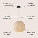 Lacey Bohemian Minimalist Iron/Rope Woven Globe LED Pendant