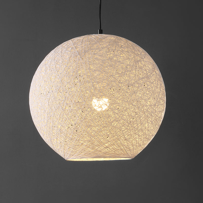 Lacey Bohemian Minimalist Iron/Rope Woven Globe LED Pendant