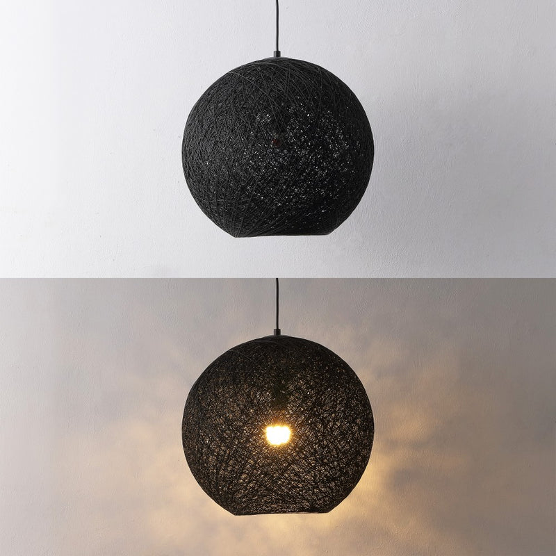 Lacey Bohemian Minimalist Iron/Rope Woven Globe LED Pendant