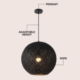 Lacey Bohemian Minimalist Iron/Rope Woven Globe LED Pendant