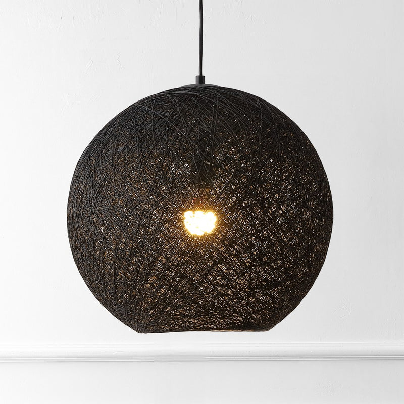 Lacey Bohemian Minimalist Iron/Rope Woven Globe LED Pendant