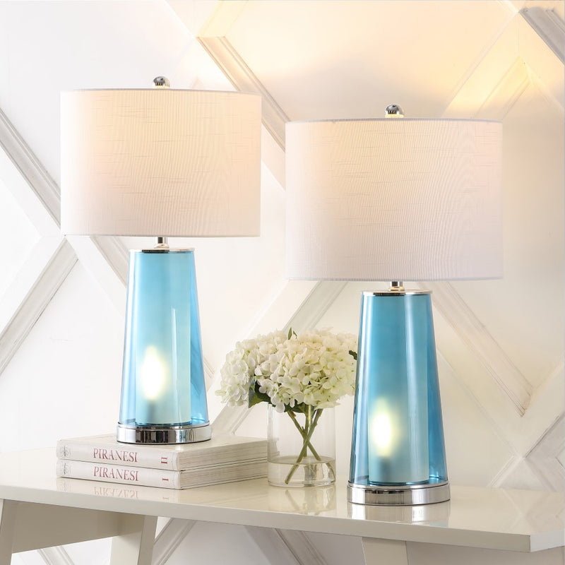 Tryon Modern Minimalist Glass/Iron Nightlight LED Table Lamp - JONATHAN Y