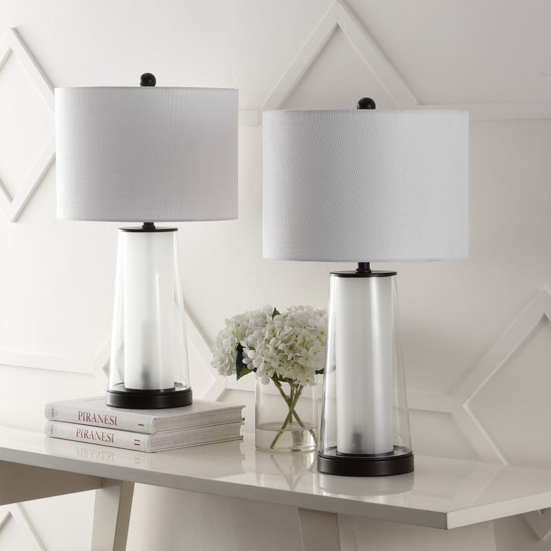 Tryon Modern Minimalist Glass/Iron Nightlight LED Table Lamp - JONATHAN Y
