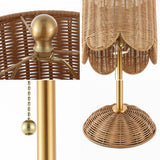 Celerie 27.5" Coastal Bohemian Rattan/Iron Scalloped Buffet LED Table Lamps with Pull Chain (Set of 2)