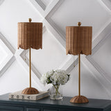 Celerie 27.5" Coastal Bohemian Rattan/Iron Scalloped Buffet LED Table Lamps with Pull Chain (Set of 2)