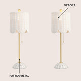 Celerie 27.5" Coastal Bohemian Rattan/Iron Scalloped Buffet LED Table Lamps with Pull Chain (Set of 2)