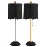Celerie 27.5" Coastal Bohemian Rattan/Iron Scalloped Buffet LED Table Lamps with Pull Chain (Set of 2)