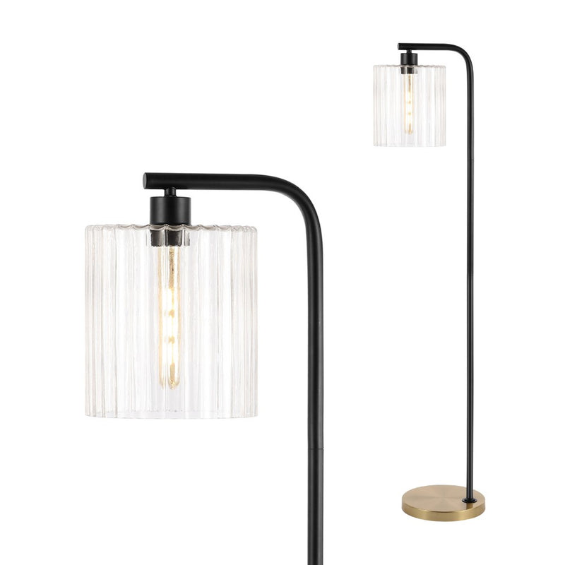 Easton 60.75" Modern Minimalist Metal/Ribbed Glass LED Floor Lamp - JONATHAN Y