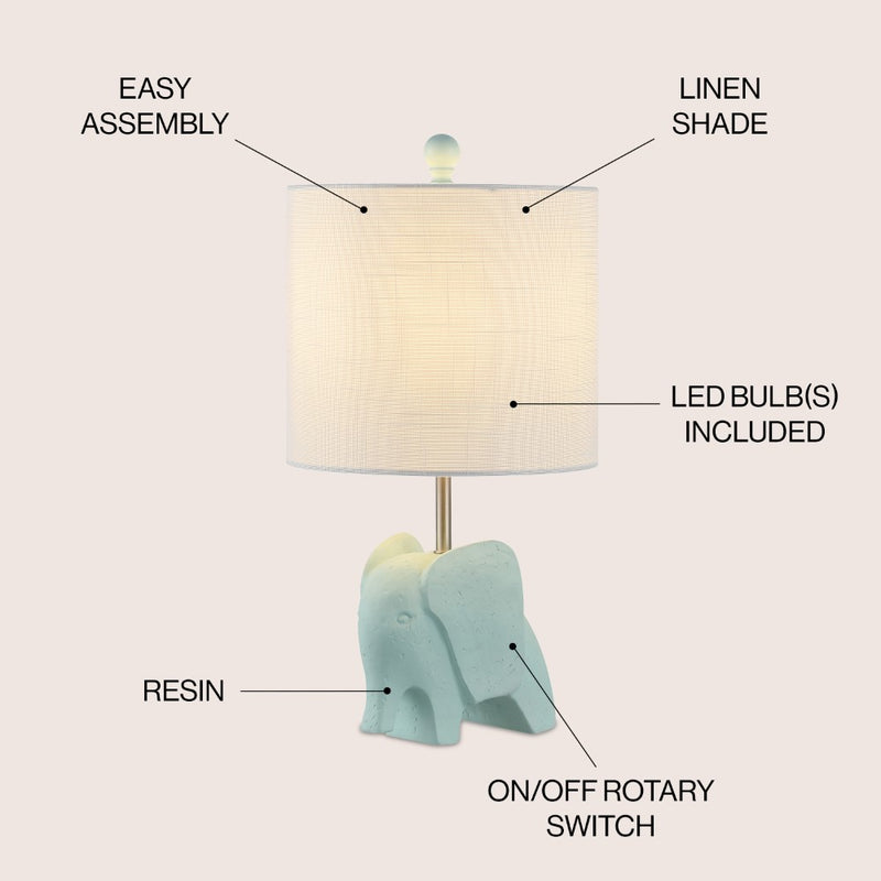 Koda Eclectic Southwestern Resin/Iron Elephant LED Kids Table Lamp