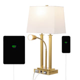 Blaire 23.75" 2-Light Modern Farmhouse Metal LED Table Lamp with USB Charging port - JONATHAN Y