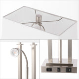 Blaire 23.75" 2-Light Modern Farmhouse Metal LED Table Lamp with USB Charging port - JONATHAN Y