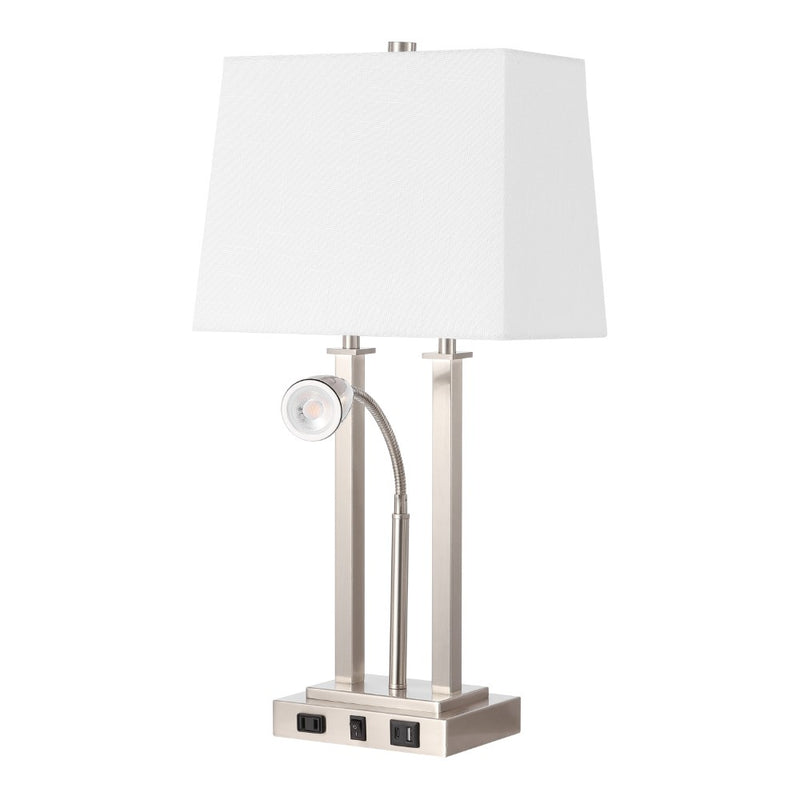 Blaire 23.75" 2-Light Modern Farmhouse Metal LED Table Lamp with USB Charging port - JONATHAN Y