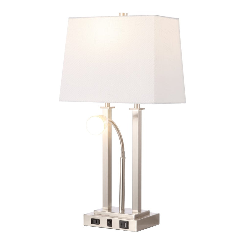 Blaire 23.75" 2-Light Modern Farmhouse Metal LED Table Lamp with USB Charging port - JONATHAN Y
