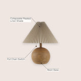 Aksel 17.25" Coastal Scandinavian Resin/Iron Sphere LED Table Lamp with Pleated Shade and Pull Chain - JONATHAN Y