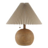 Aksel 17.25" Coastal Scandinavian Resin/Iron Sphere LED Table Lamp with Pleated Shade and Pull Chain - JONATHAN Y