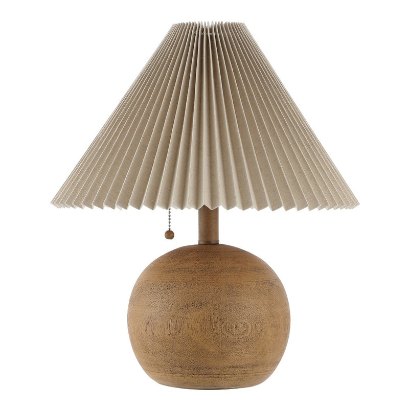 Aksel 17.25" Coastal Scandinavian Resin/Iron Sphere LED Table Lamp with Pleated Shade and Pull Chain - JONATHAN Y