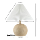 Aksel 17.25" Coastal Scandinavian Resin/Iron Sphere LED Table Lamp with Pleated Shade and Pull Chain - JONATHAN Y