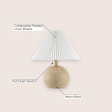 Aksel 17.25" Coastal Scandinavian Resin/Iron Sphere LED Table Lamp with Pleated Shade and Pull Chain - JONATHAN Y