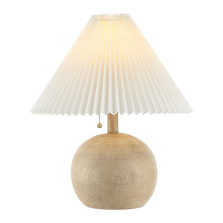 Aksel 17.25" Coastal Scandinavian Resin/Iron Sphere LED Table Lamp with Pleated Shade and Pull Chain - JONATHAN Y