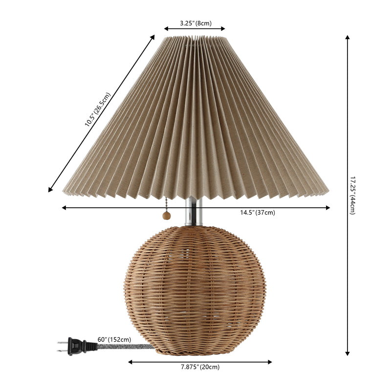 Aksel 17.25" Coastal Scandinavian Resin/Iron Sphere LED Table Lamp with Pleated Shade and Pull Chain
