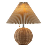 Aksel 17.25" Coastal Scandinavian Resin/Iron Sphere LED Table Lamp with Pleated Shade and Pull Chain - JONATHAN Y