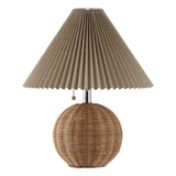 Aksel 17.25" Coastal Scandinavian Resin/Iron Sphere LED Table Lamp with Pleated Shade and Pull Chain - JONATHAN Y
