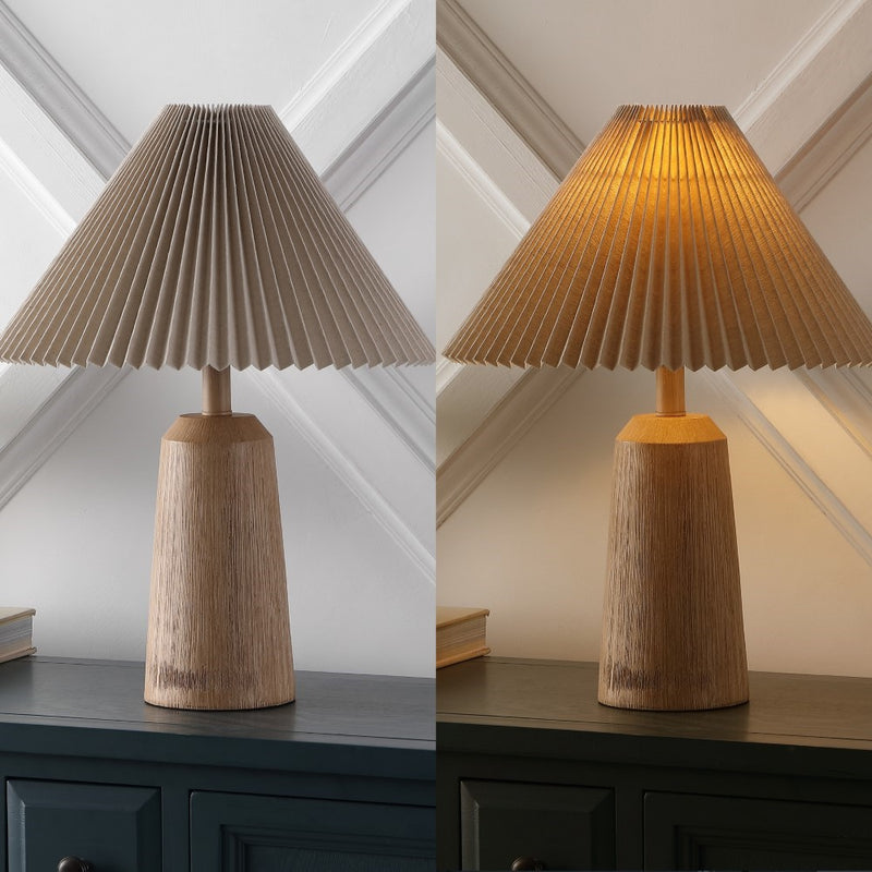 Arvid 20.5" Rustic Scandinavian Resin/Iron Lighthouse LED Table Lamp with Pleated Shade
