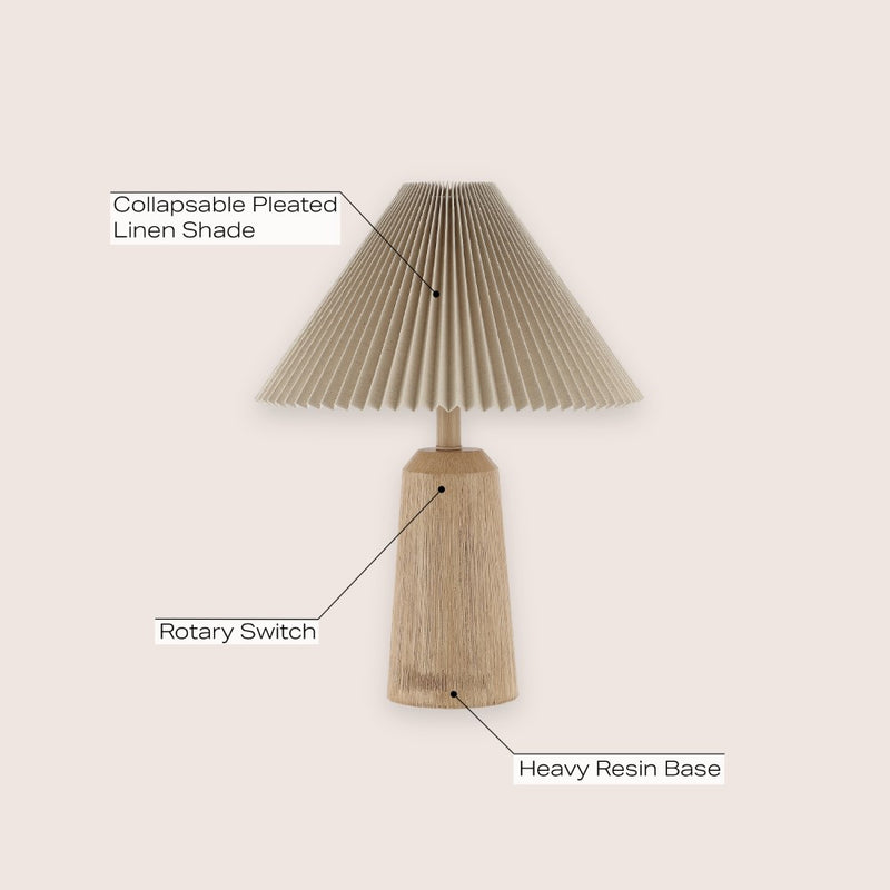 Arvid 20.5" Rustic Scandinavian Resin/Iron Lighthouse LED Table Lamp with Pleated Shade