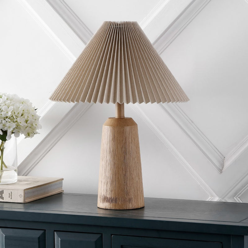 Arvid 20.5" Rustic Scandinavian Resin/Iron Lighthouse LED Table Lamp with Pleated Shade