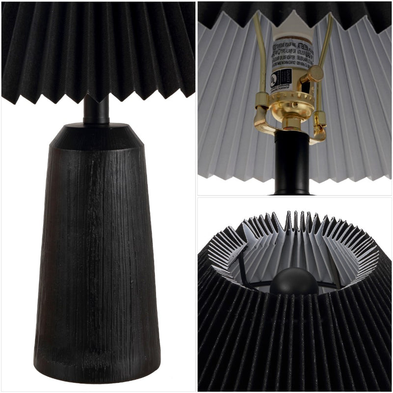 Arvid 20.5" Rustic Scandinavian Resin/Iron Lighthouse LED Table Lamp with Pleated Shade