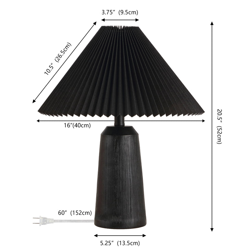 Arvid 20.5" Rustic Scandinavian Resin/Iron Lighthouse LED Table Lamp with Pleated Shade