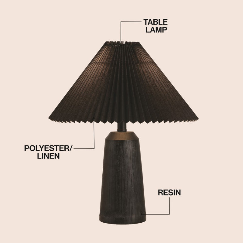 Arvid 20.5" Rustic Scandinavian Resin/Iron Lighthouse LED Table Lamp with Pleated Shade