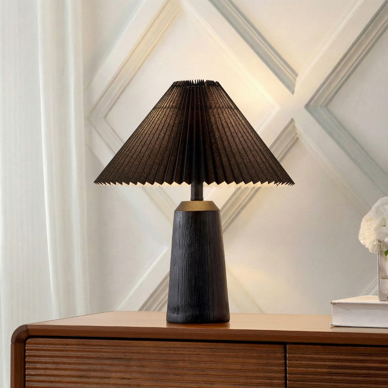 Arvid 20.5" Rustic Scandinavian Resin/Iron Lighthouse LED Table Lamp with Pleated Shade
