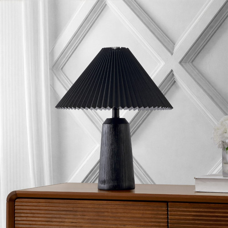 Arvid 20.5" Rustic Scandinavian Resin/Iron Lighthouse LED Table Lamp with Pleated Shade
