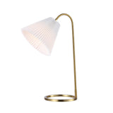Callie 22" Modern Glam Metal Arc Adjustable Head LED Table Lamp with Pleated Shade