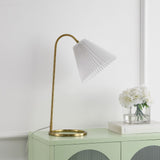 Callie 22" Modern Glam Metal Arc Adjustable Head LED Table Lamp with Pleated Shade