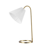 Callie 22" Modern Glam Metal Arc Adjustable Head LED Table Lamp with Pleated Shade