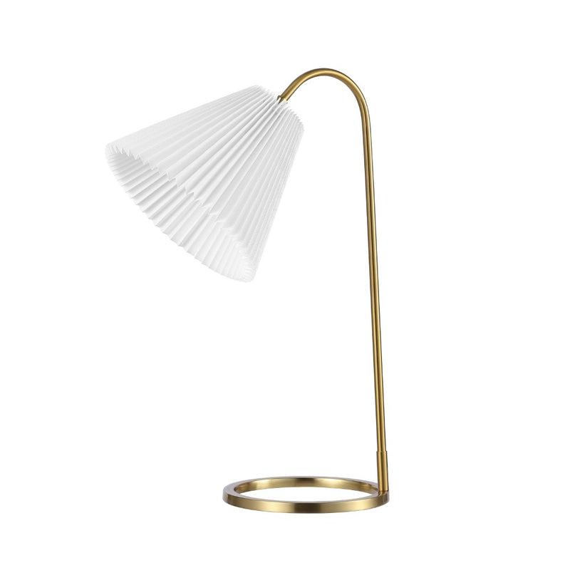 Callie 22" Modern Glam Metal Arc Adjustable Head LED Table Lamp with Pleated Shade