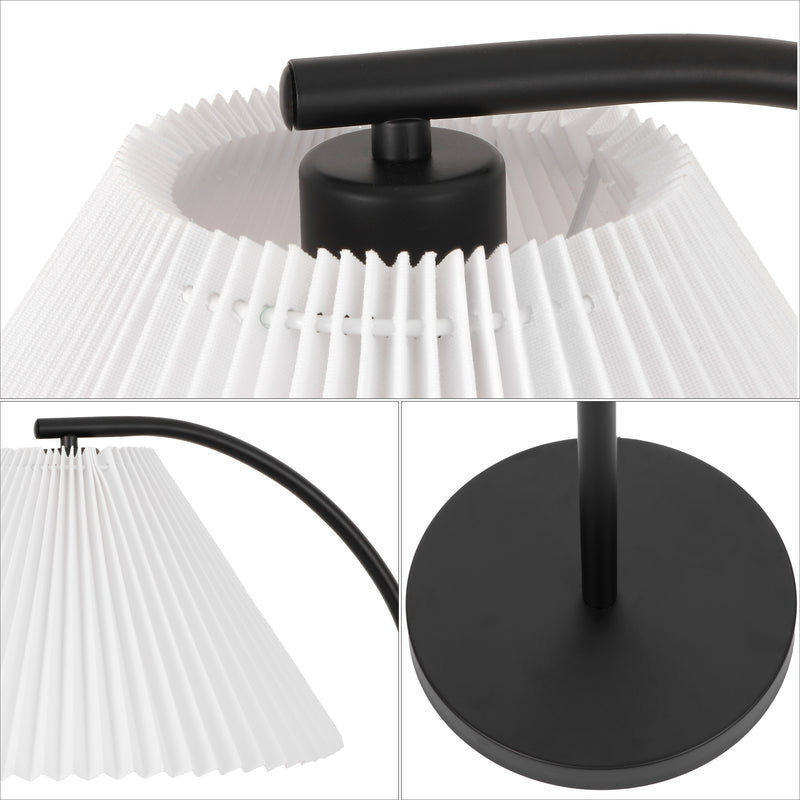 Devon 60.5" Modern Glam Metal Arc LED Floor Lamp with Pleated Shade