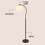 Devon 60.5" Modern Glam Metal Arc LED Floor Lamp with Pleated Shade