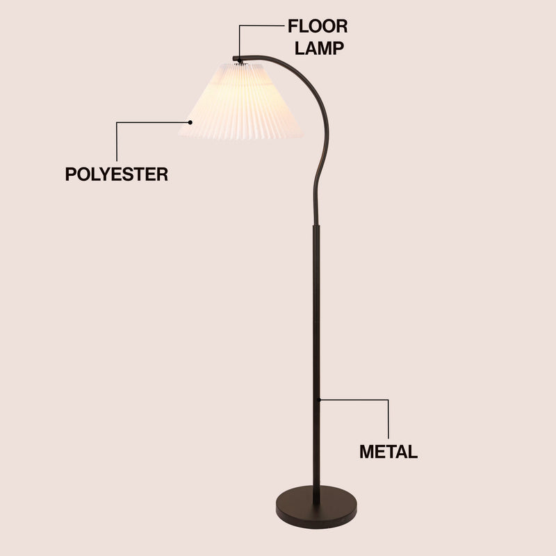 Devon 60.5" Modern Glam Metal Arc LED Floor Lamp with Pleated Shade