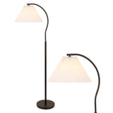 Devon 60.5" Modern Glam Metal Arc LED Floor Lamp with Pleated Shade