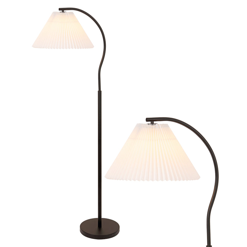 Devon 60.5" Modern Glam Metal Arc LED Floor Lamp with Pleated Shade