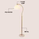 Devon 60.5" Modern Glam Metal Arc LED Floor Lamp with Pleated Shade