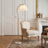 Devon 60.5" Modern Glam Metal Arc LED Floor Lamp with Pleated Shade
