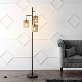 Isla 70.75" 3-Light Mid-Century Bohemian Metal/Rope LED Floor Lamp - JONATHAN Y