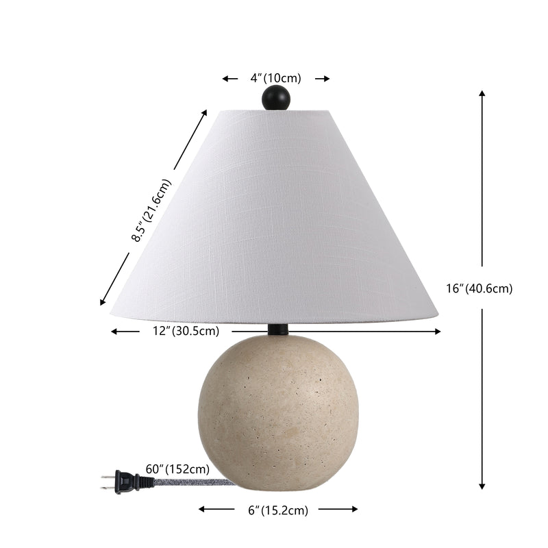 Liza 16" Modern Minimalist Travertine Globe LED Table Lamp
